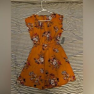 Sweet Rain Floral Mustard Mini Dress